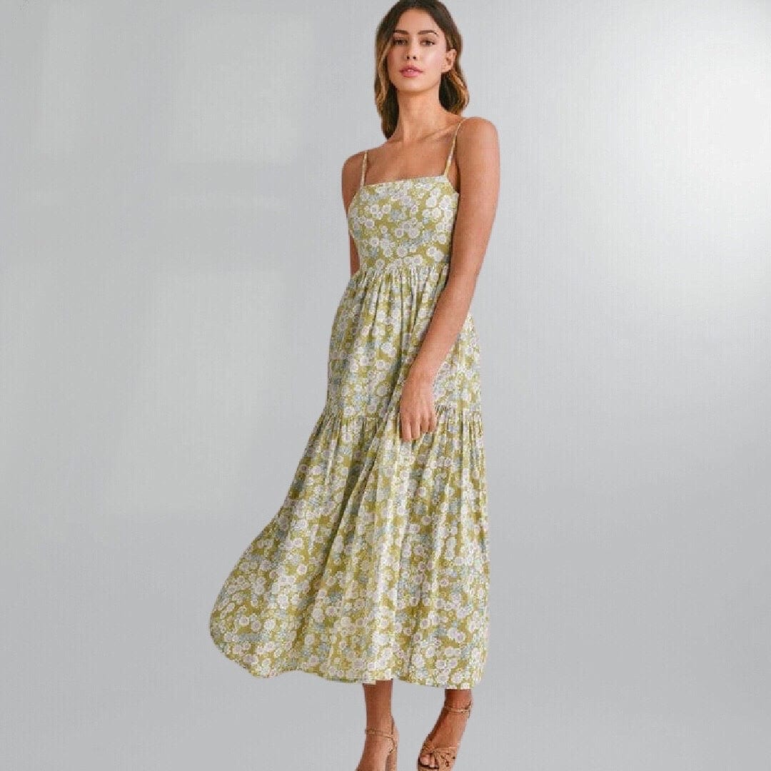 Boho Backless Floral Prairie Midi Dress Posh Society Boutique Dresses Visit poshsocietyhb