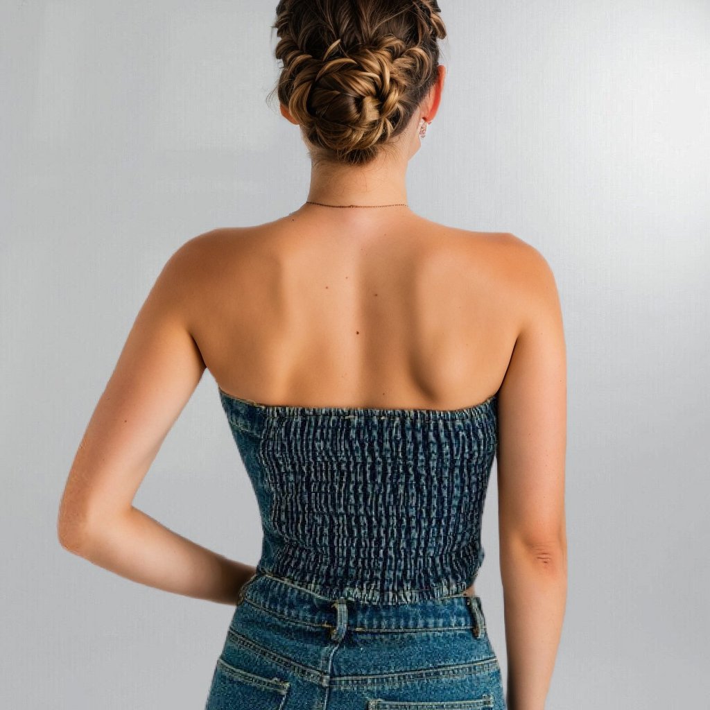 Denim Button-Front Bustier Crop Top Posh Society Boutique Top Visit poshsocietyhb