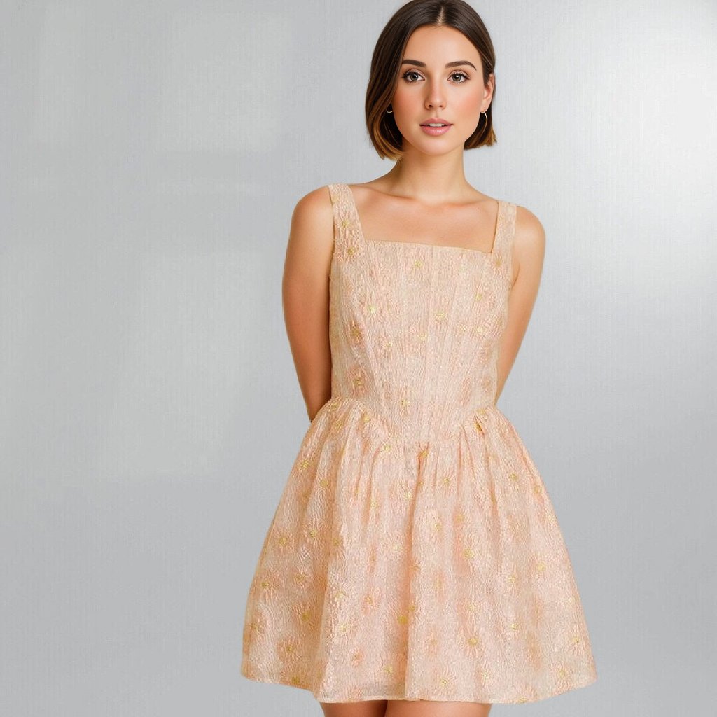 Feminine Pink Daisy Print Boned Fit & Flare Mini Dress Posh Society Boutique Dresses Visit poshsocietyhb