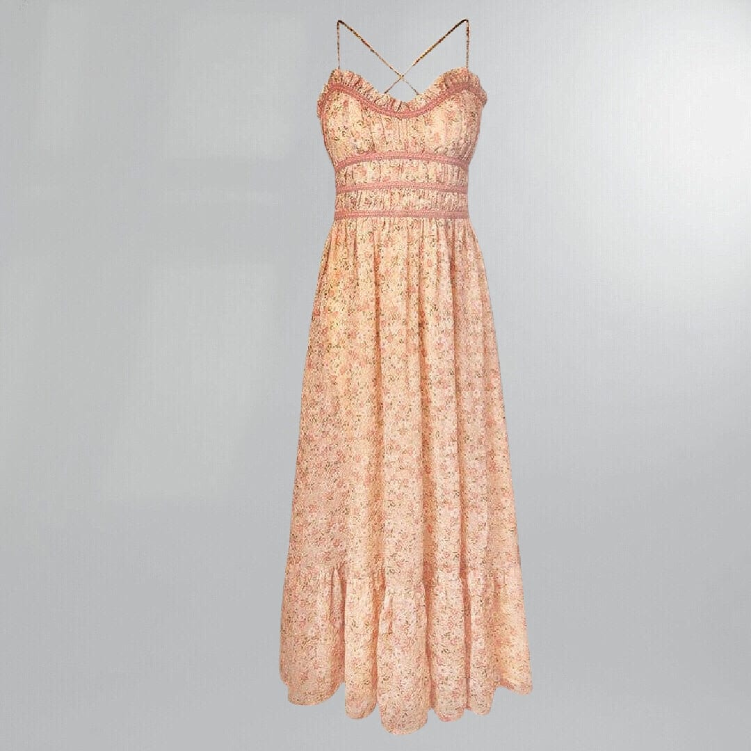 Floral Criss Cross Backless Midi Summer Dress Posh Society Boutique Dresses Visit poshsocietyhb