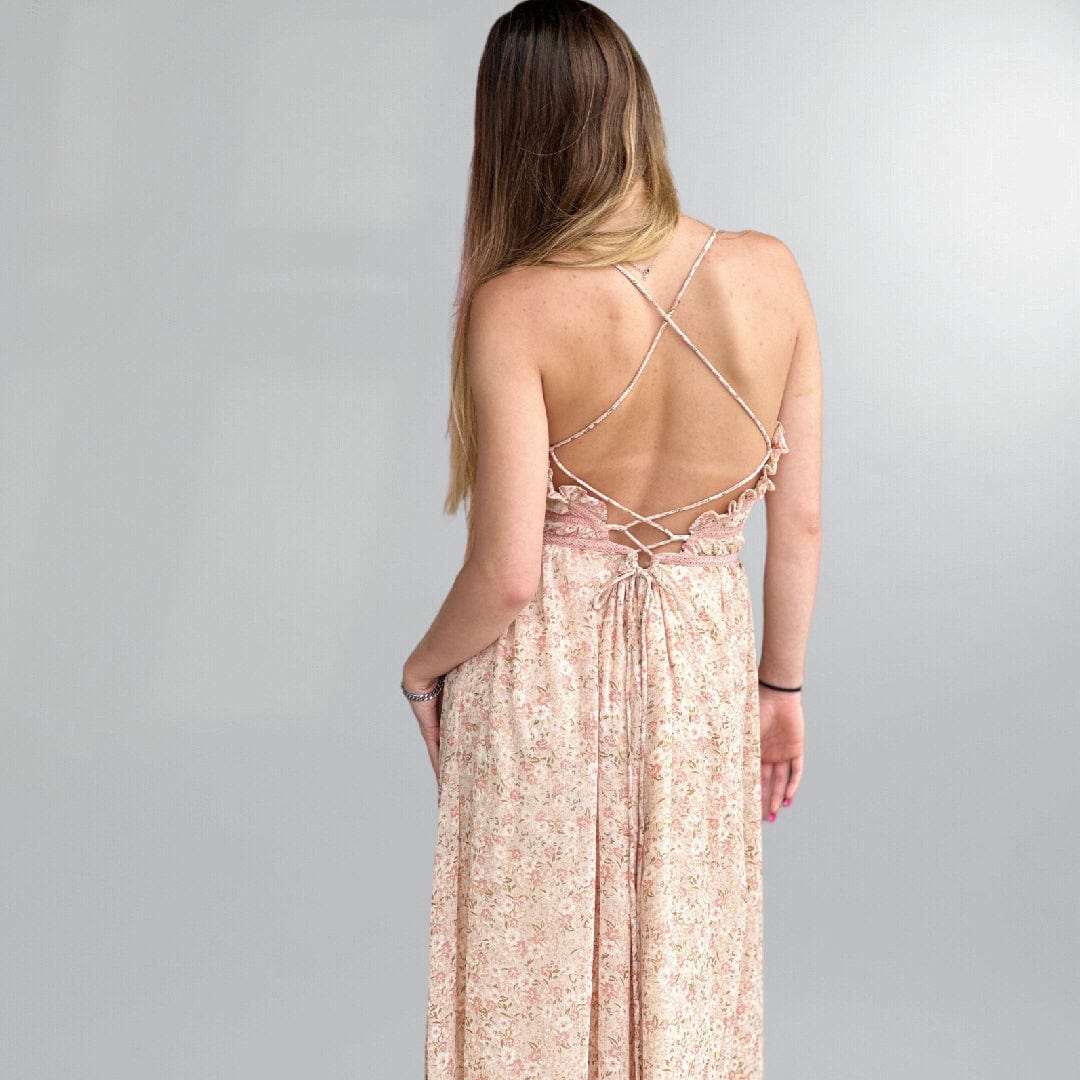 Floral Criss Cross Backless Midi Summer Dress Posh Society Boutique Dresses Visit poshsocietyhb