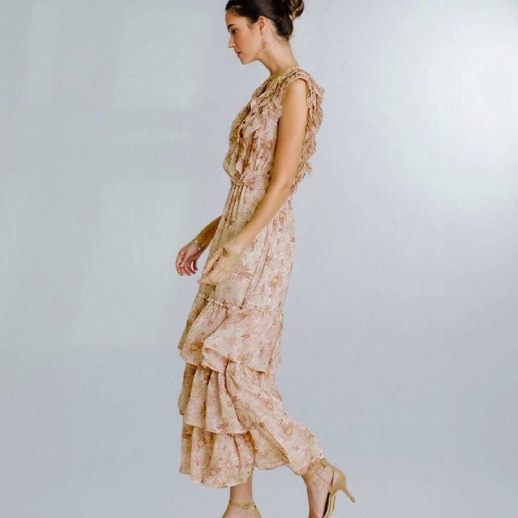 Girly Girl Ruffle Front Daisy Print Midi Dress Posh Society Boutique Dresses Visit poshsocietyhb