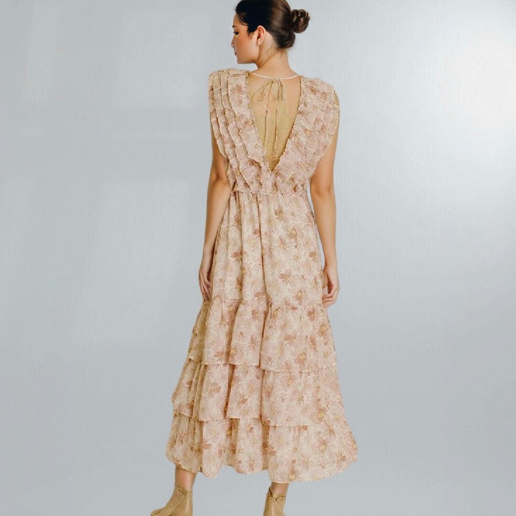 Girly Girl Ruffle Front Daisy Print Midi Dress Posh Society Boutique Dresses Visit poshsocietyhb