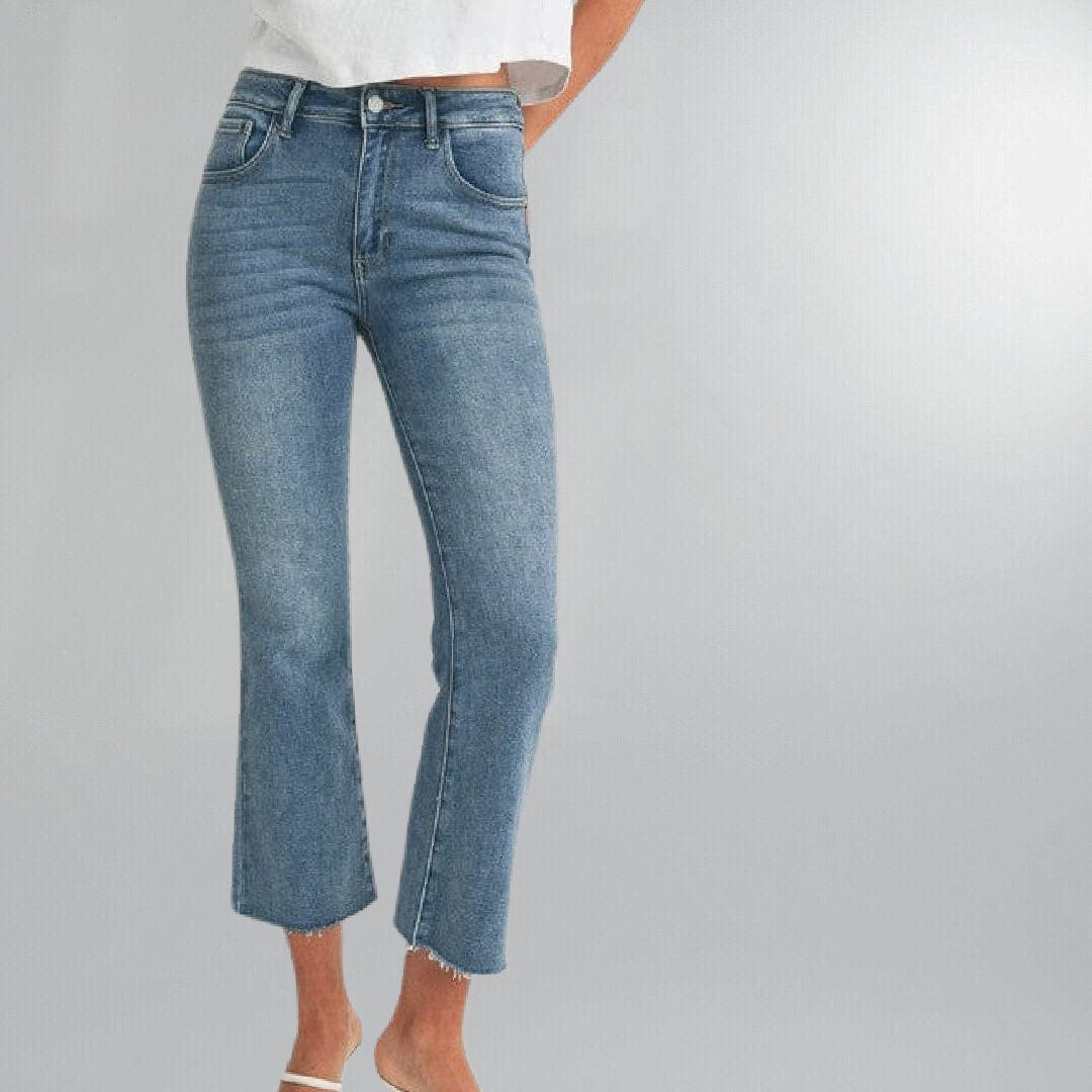 High-Waisted Cropped Flare Jeans Posh Society Boutique Jeans Visit poshsocietyhb