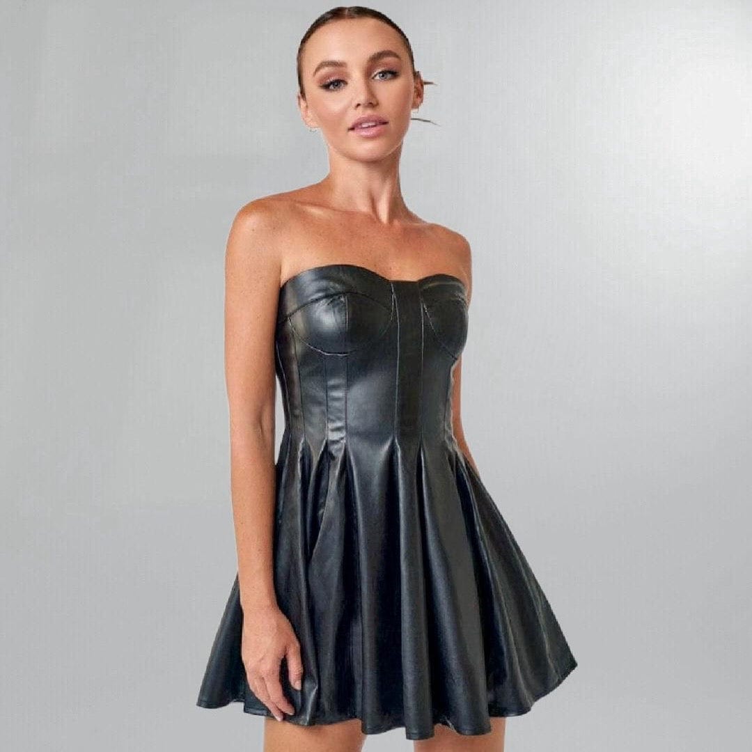 Leather Fit & Flare Mini Dress Posh Society Boutique Dresses Visit poshsocietyhb