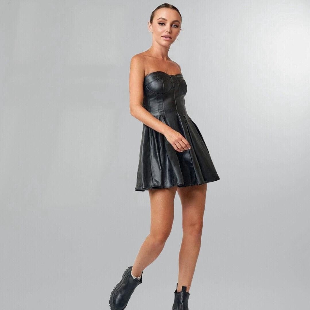 Leather Fit & Flare Mini Dress Posh Society Boutique Dresses Visit poshsocietyhb