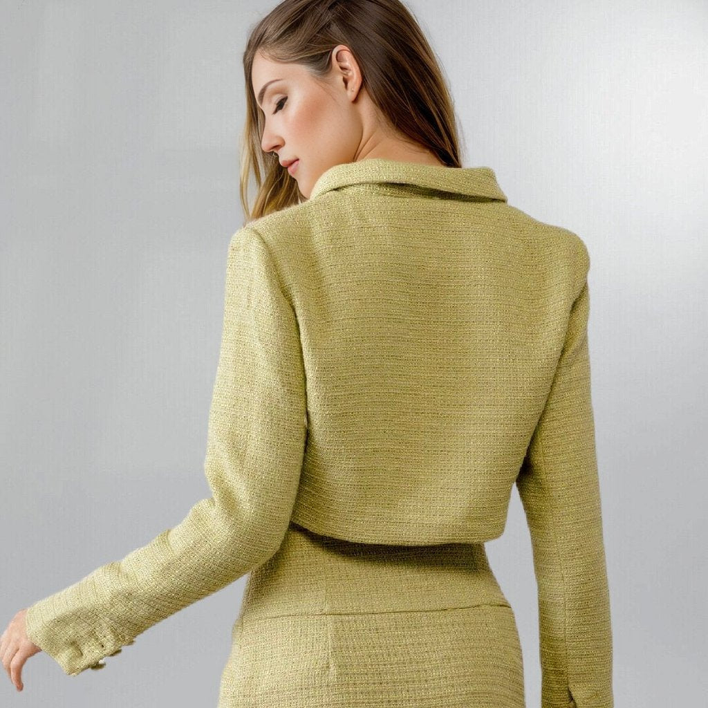 Long Sleeve Cropped Tweed Jacket Posh Society Boutique Jackets Visit poshsocietyhb