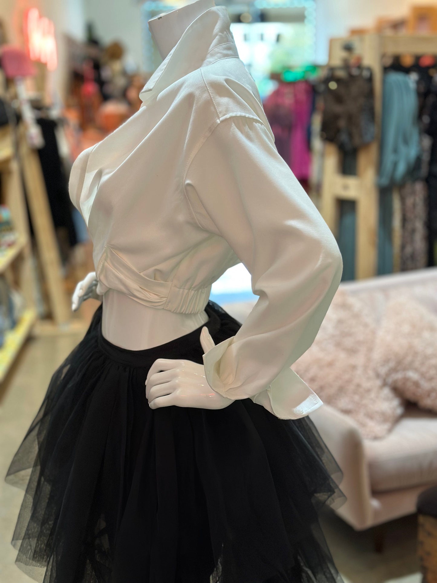 Long Sleeve Wrap Front Cropped Shirt Posh Society Boutique Top Visit poshsocietyhb