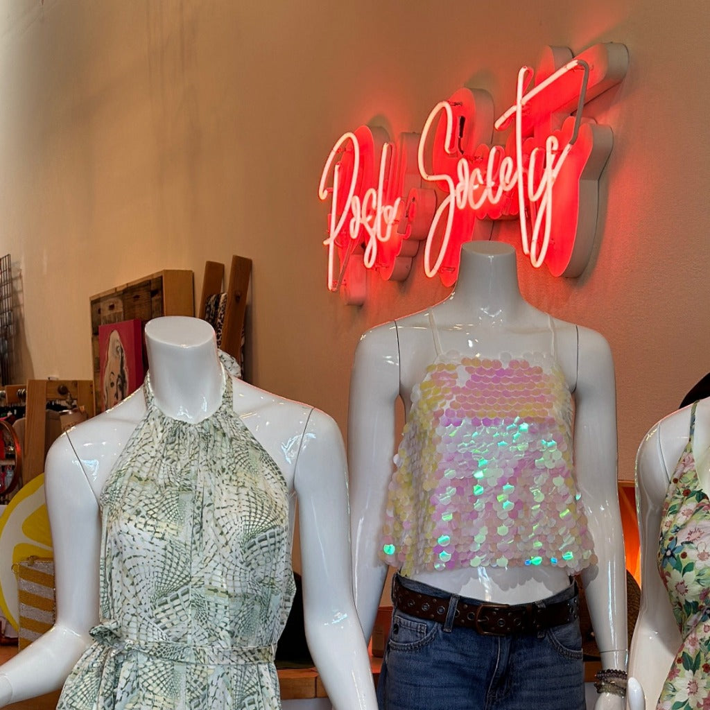 Mermaid Sequin Criss Cross Camisole Top Posh Society Boutique Top Visit poshsocietyhb