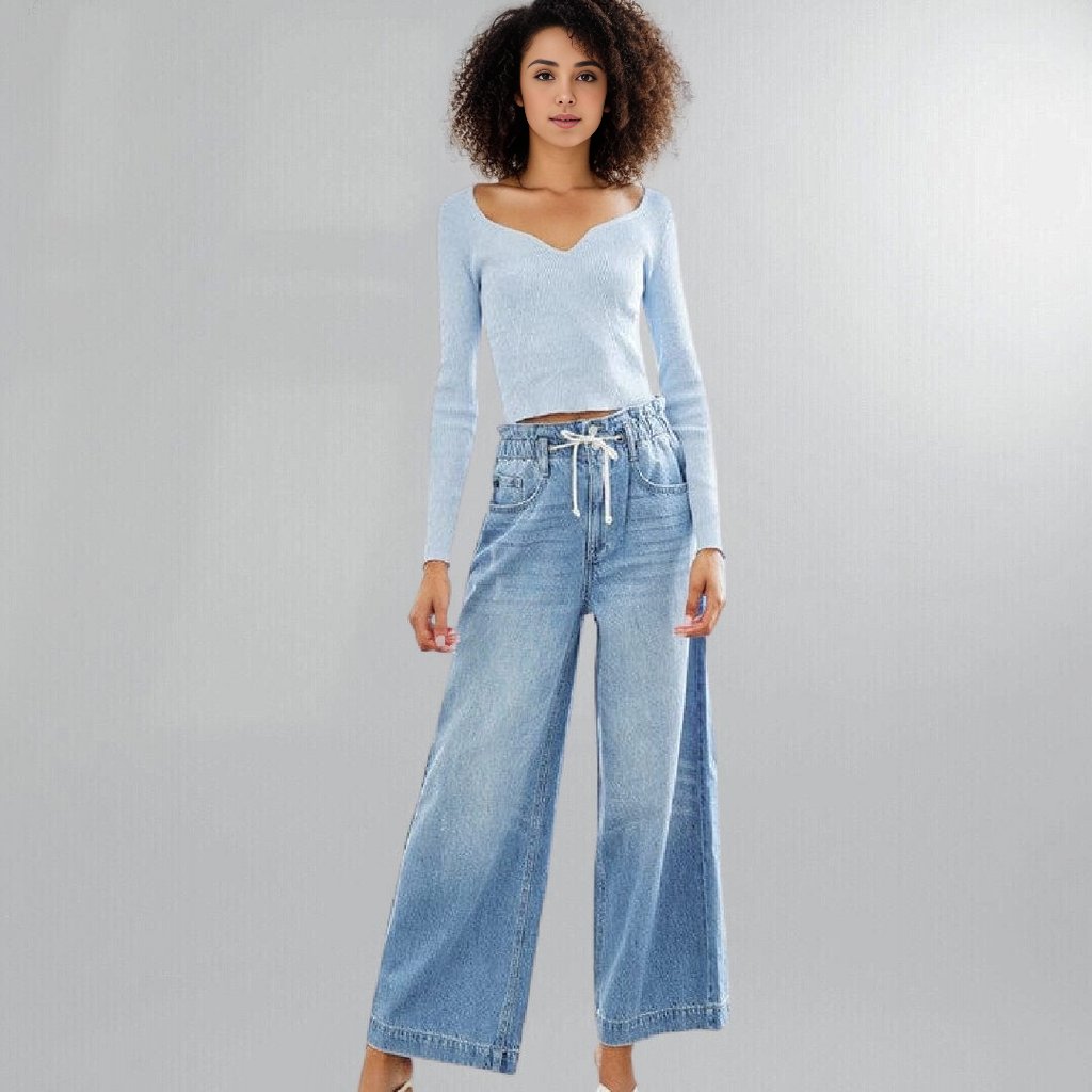 Paper bag Waistline High Rise Wide Leg Jeans Posh Society Boutique Jeans Visit poshsocietyhb