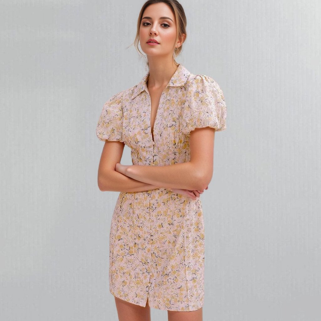 Puffy Sleeve Fitted Waist Cotton Mini Dress Posh Society Boutique Dresses Visit poshsocietyhb