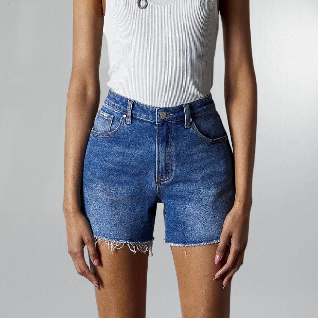 Relaxed Fit High Rise Cut Off Shorts Posh Society Boutique Shorts Visit poshsocietyhb