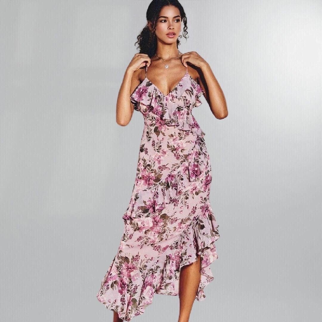 Sleeveless V Neck Ruffle Midi Posh Society Boutique Dresses Visit poshsocietyhb