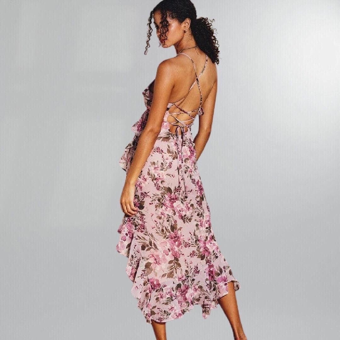 Sleeveless V Neck Ruffle Midi Posh Society Boutique Dresses Visit poshsocietyhb