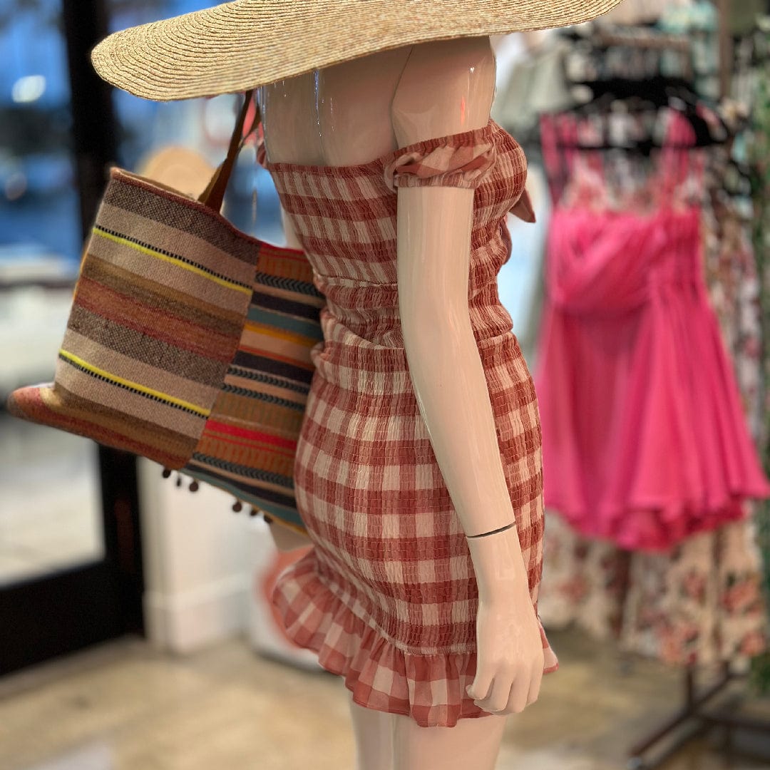 Smocked Pink Gingham Mini Dress Posh Society Boutique Dresses Visit poshsocietyhb