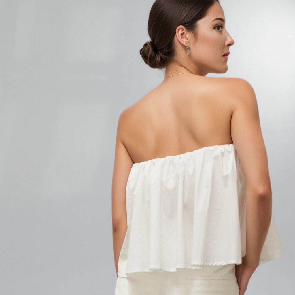 Strapless White Crisp Poplin Cotton Crop Top Posh Society Boutique Top Visit poshsocietyhb