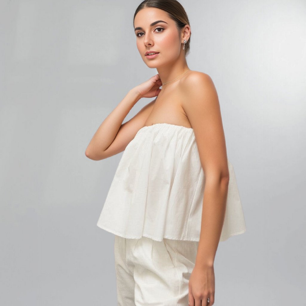 Strapless White Crisp Poplin Cotton Crop Top Posh Society Boutique Top Visit poshsocietyhb