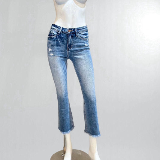 Stretchy High Rise Cropped Kick Flare Jeans Posh Society Boutique Jeans Visit poshsocietyhb