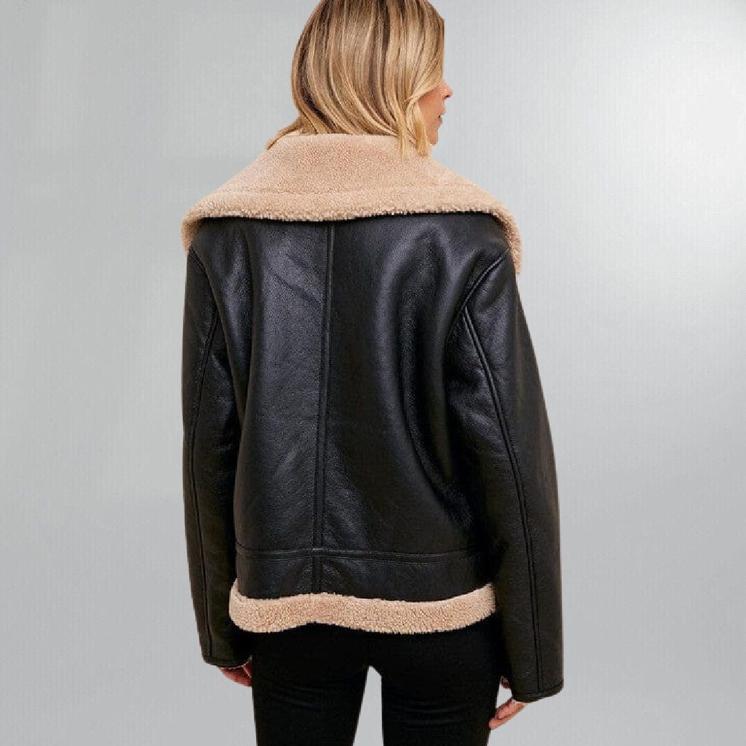 Stylish Vegan Leather Shearling Trimmed Jacket Posh Society Boutique Jackets Visit poshsocietyhb