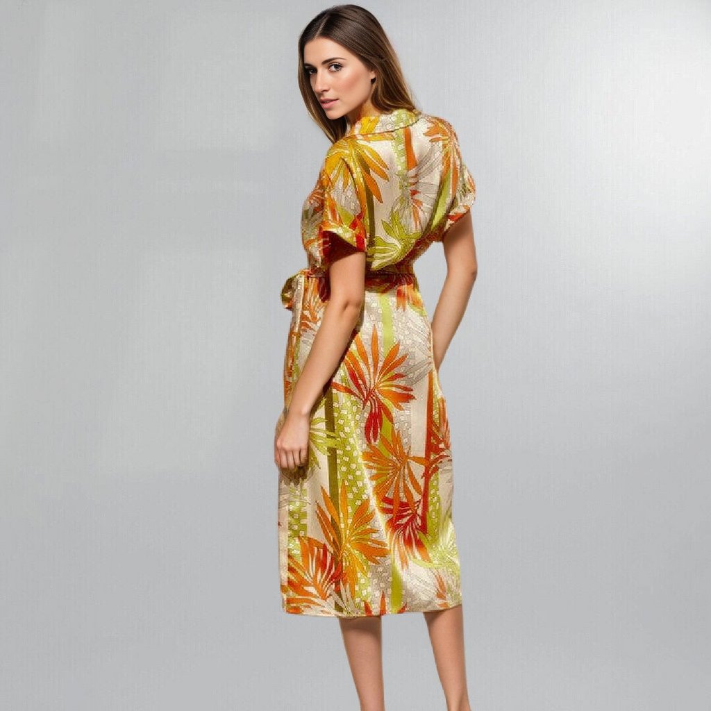 Tropical Surplice Kimono Sleeve Midi Wrap Dress Posh Society Boutique Dresses Visit poshsocietyhb