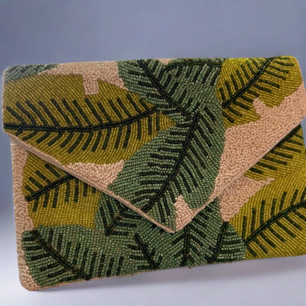 Banana Leaves Beaded Clutch Posh Society Boutique Bags Visit poshsocietyhb