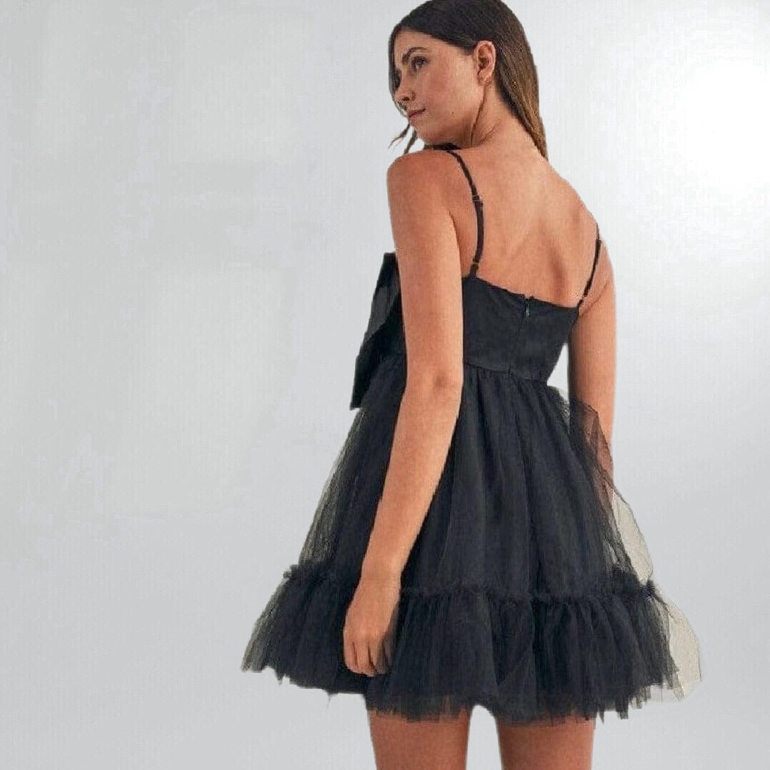 Black Bow Babydoll Mini Party Dress Posh Society Boutique Dresses Visit poshsocietyhb