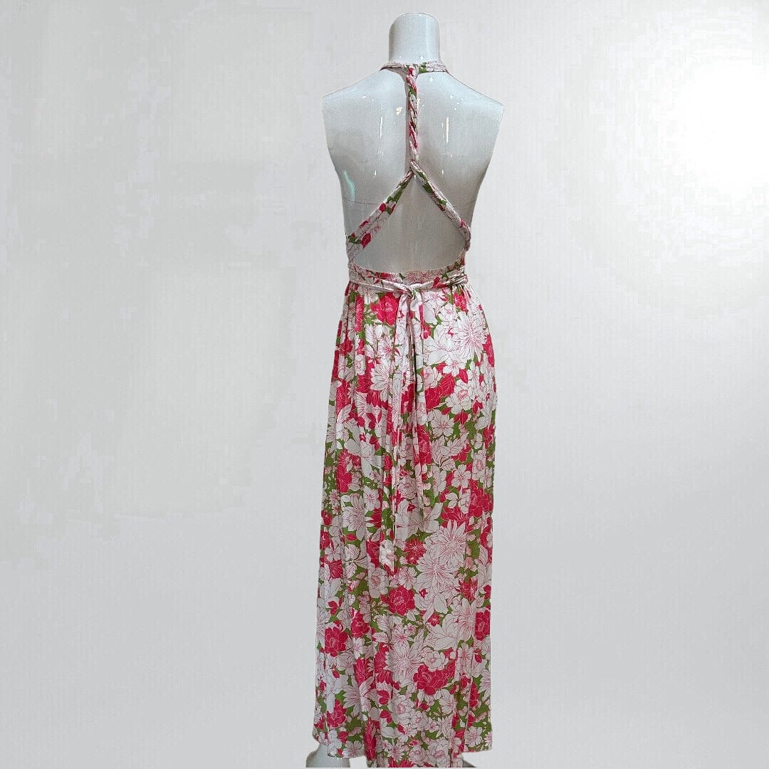 Bohemian Floral Halter Criss Cross Backless Maxi Dress Posh Society Boutique Dresses Visit poshsocietyhb