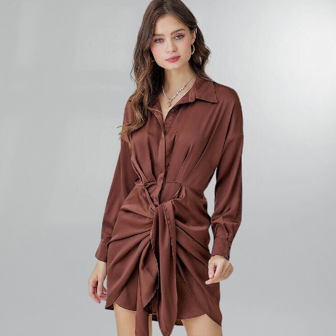 Button-Front Wrap Shirt Dress (Small) Posh Society Boutique Dresses Visit poshsocietyhb
