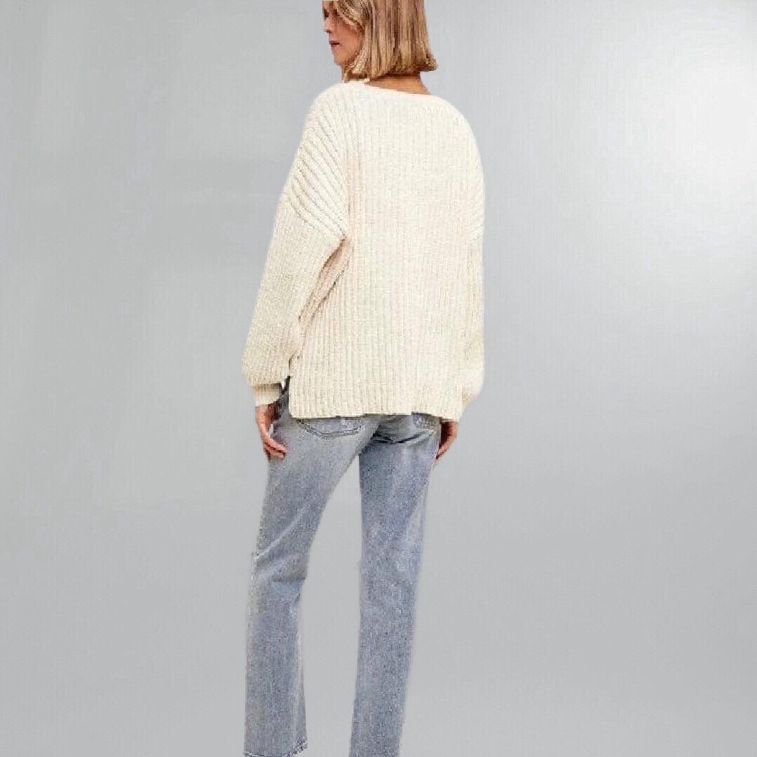 Chenille Notched Boat Neck Long Sleeve Sweater Posh Society Boutique Sweaters Visit poshsocietyhb