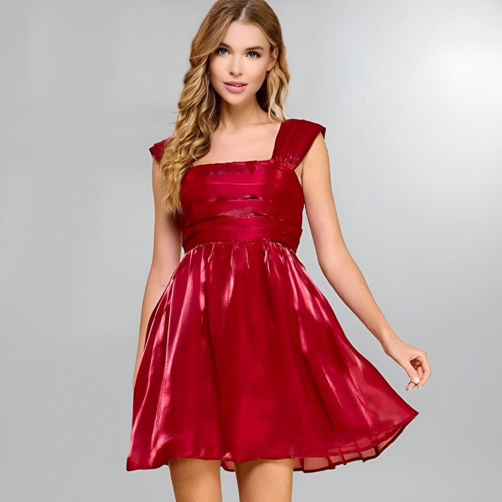 Crimson Fit & Flare Mini Posh Society Boutique Dresses Visit poshsocietyhb