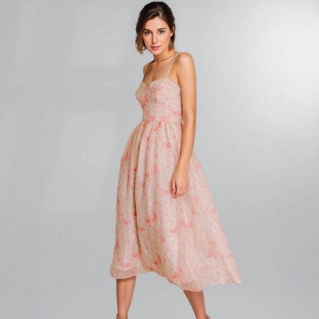 Feminine Pink Floral Corset Midi Dress Posh Society Boutique Dresses Visit poshsocietyhb