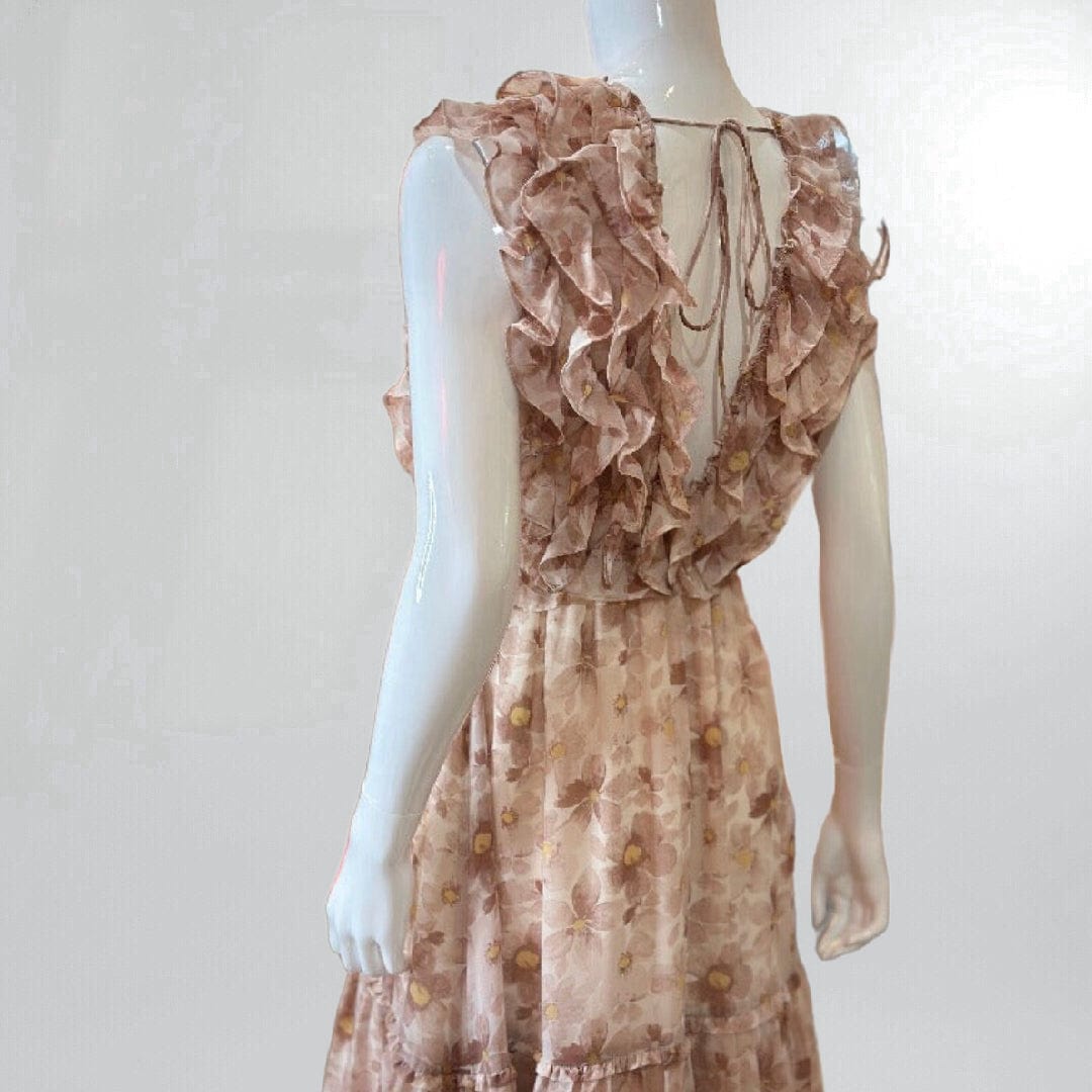Feminine Ruffle Front Daisy Print Midi Dress (Small) Posh Society Boutique Dresses Visit poshsocietyhb