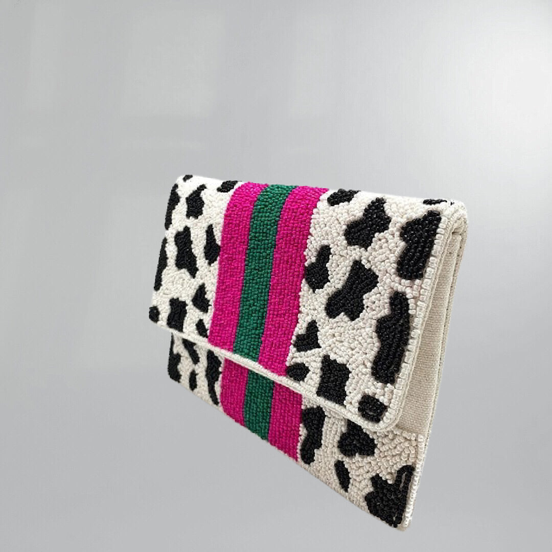 Fiesty Dalmation Hand Beaded Clutch Posh Society Boutique Bags Visit poshsocietyhb