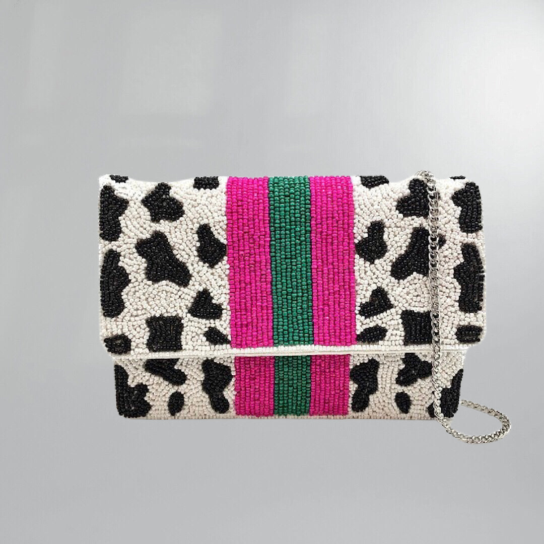 Fiesty Dalmation Hand Beaded Clutch Posh Society Boutique Bags Visit poshsocietyhb