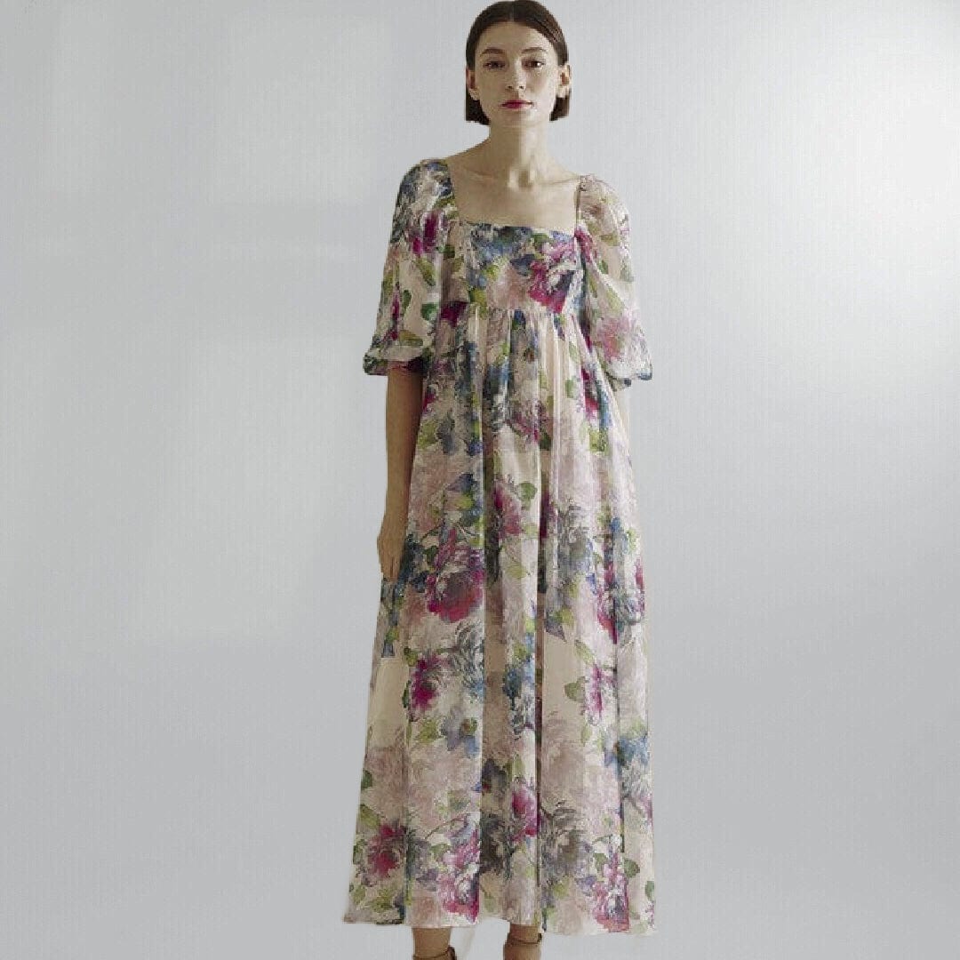 Floral Watercolor Midi Babydoll Dress Posh Society Boutique Dresses Visit poshsocietyhb