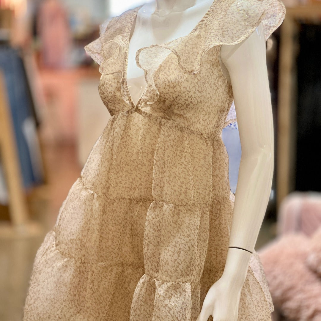 Flutter Sleeve Organza Babydoll Mini Dress (Medium) Posh Society Boutique Dresses Visit poshsocietyhb