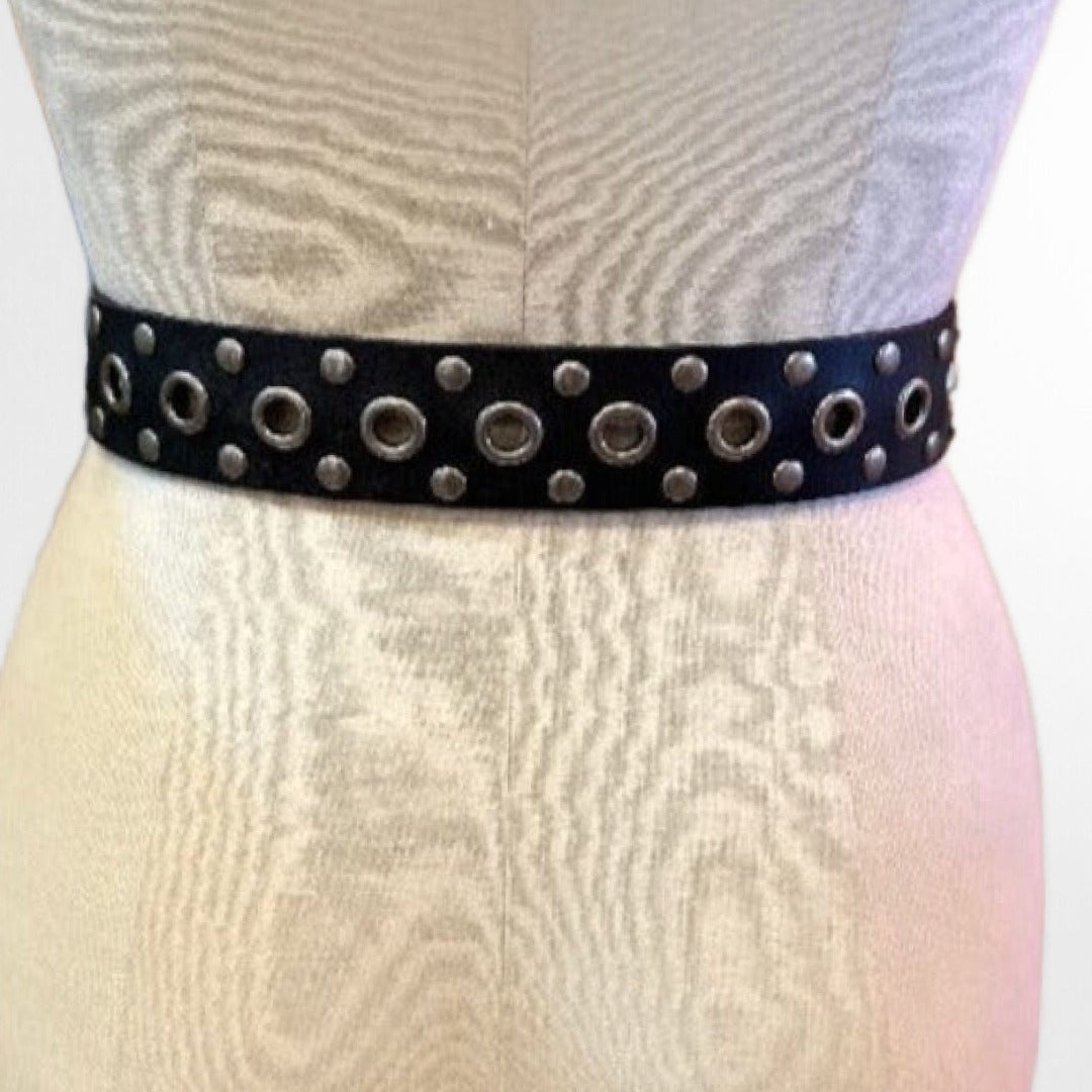 Genuine Leather Black Grommet Studded Fashion Belt Posh Society Boutique Accessories Visit poshsocietyhb