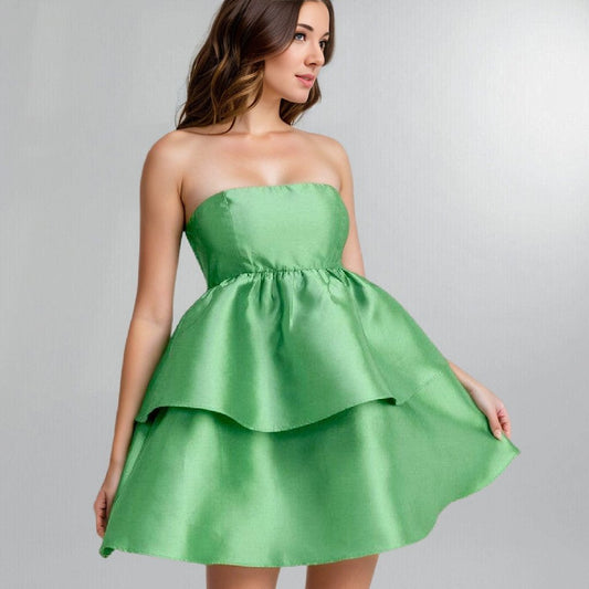 Girly Girl Gorgeous Apple Green Tiered Organza Babydoll Mini Dress Posh Society Boutique Dresses Visit poshsocietyhb