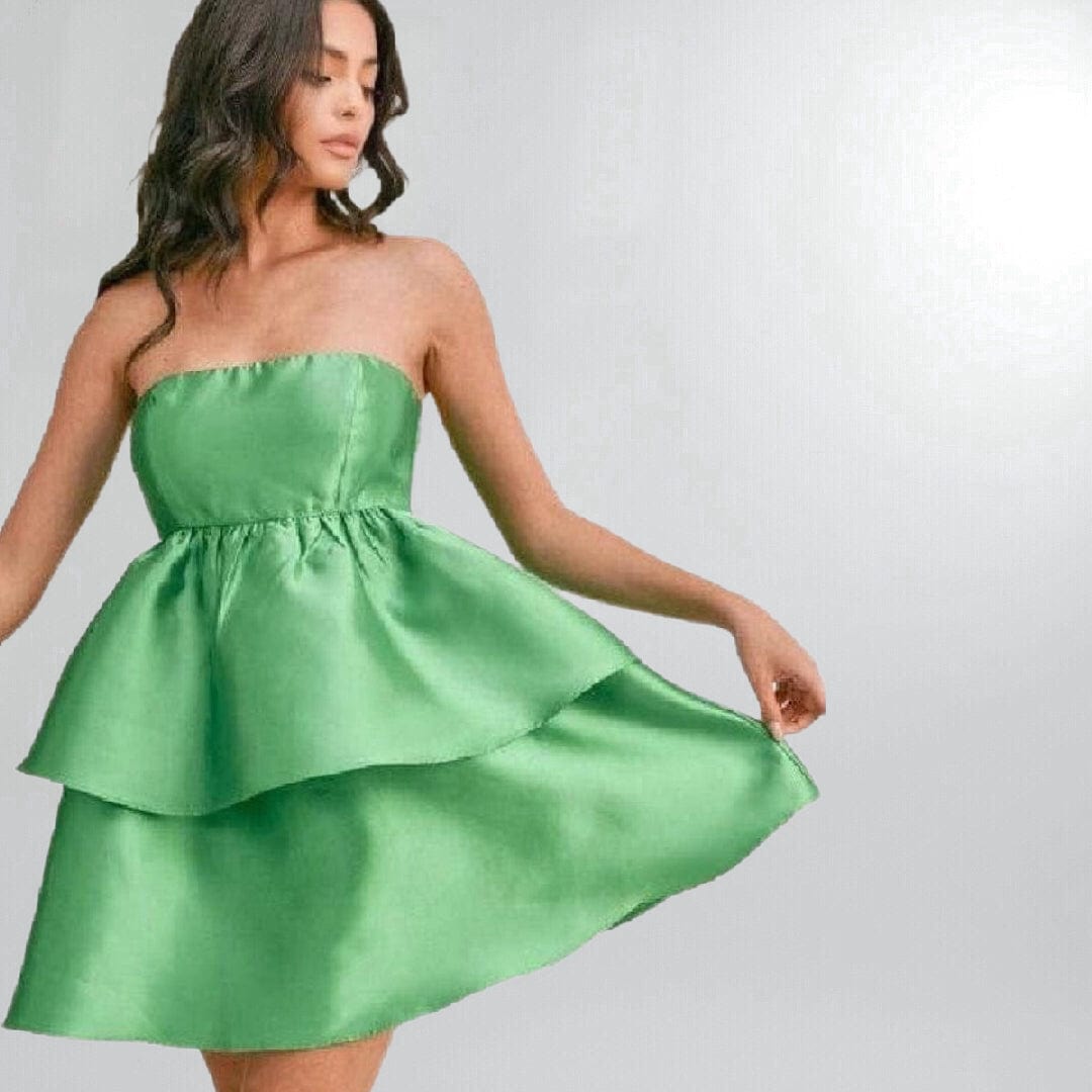 Gorgeous Green Tiered Organza Babydoll Mini Dress (Medium) Posh Society Boutique Dresses Visit poshsocietyhb