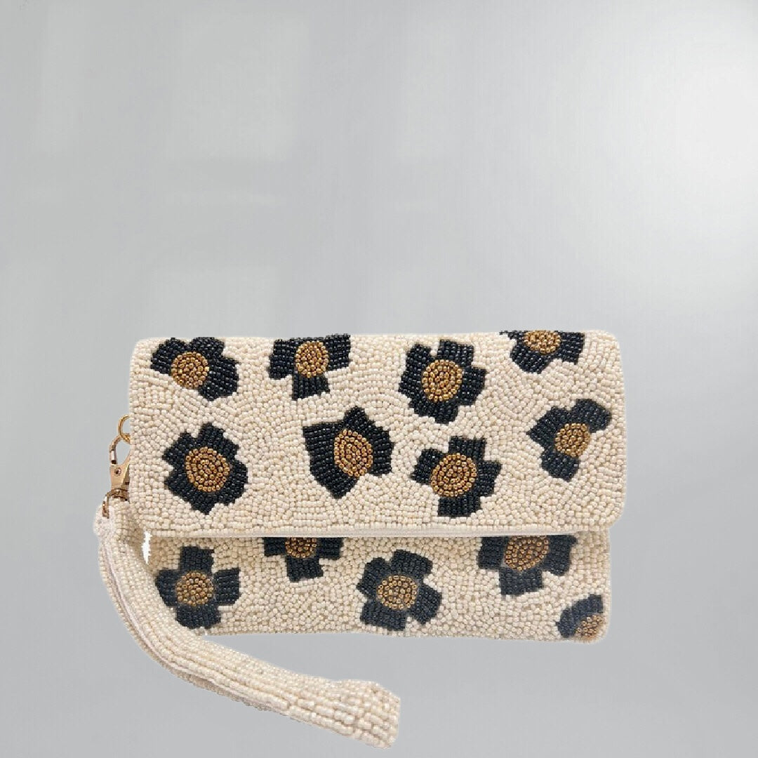 Hand Beaded Leopard Wristlet Clutch Posh Society Boutique Accessories Visit poshsocietyhb