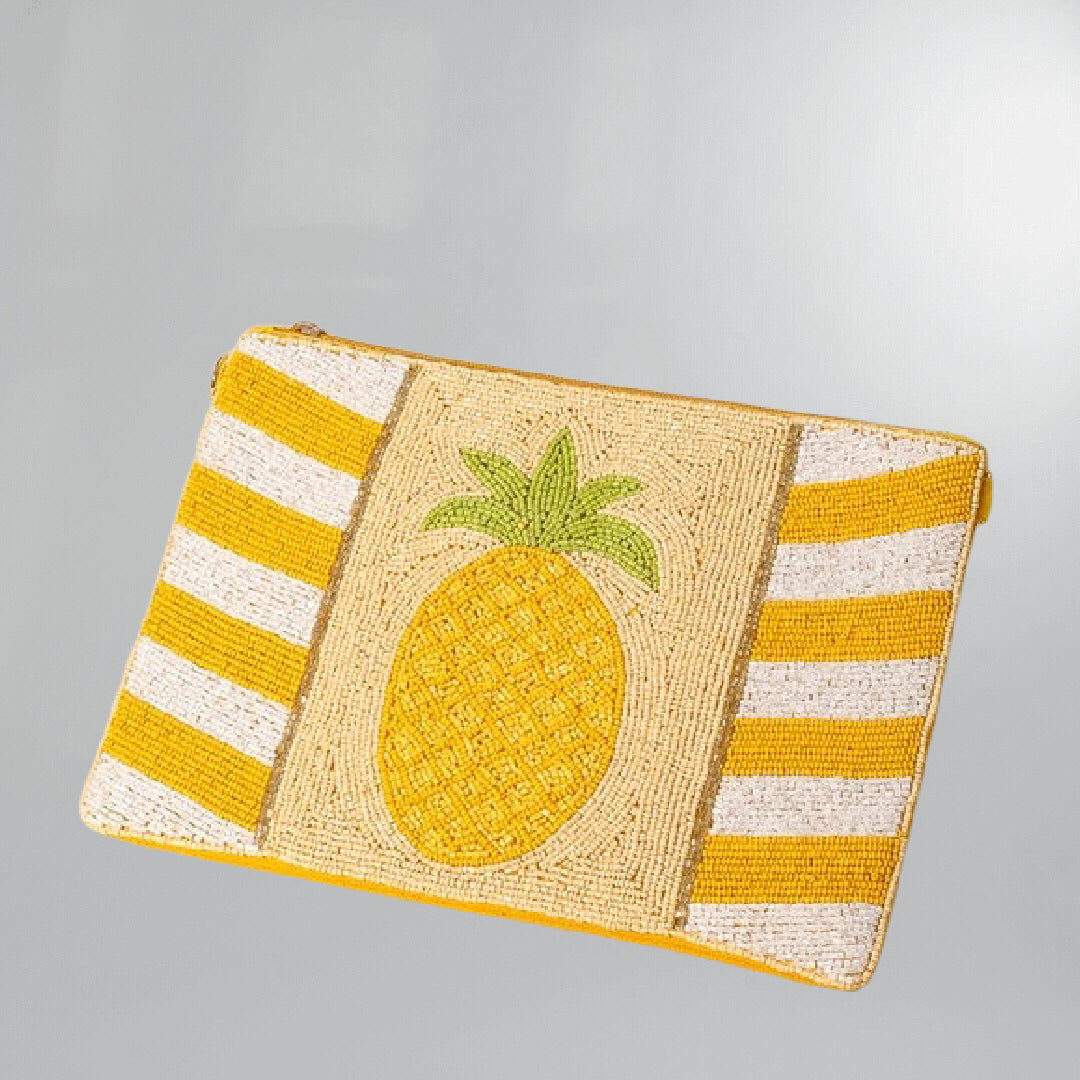 Hand Beaded Striped Pineapple Clutch Posh Society Boutique Bags Visit poshsocietyhb