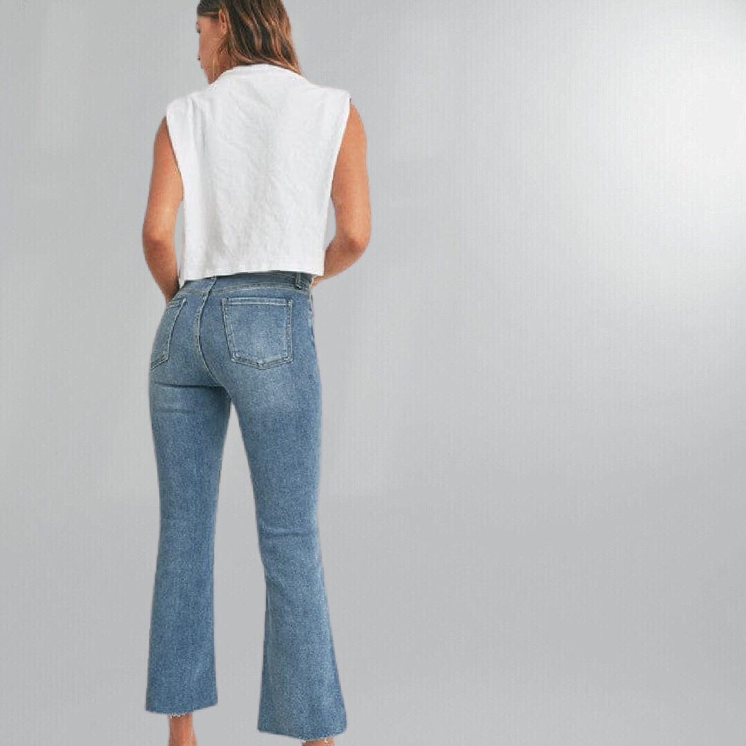 High-Waisted Cropped Flare Jeans Posh Society Boutique Jeans Visit poshsocietyhb