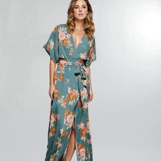 Kimono Sleeve Wrap Midi Dress Posh Society Boutique Dresses Visit poshsocietyhb