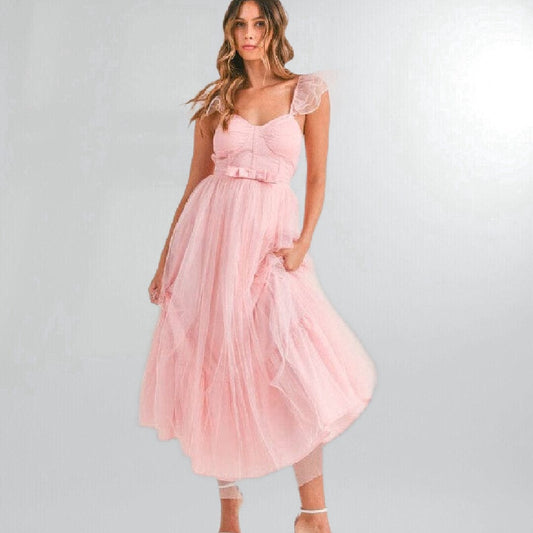 Pink Princess Tulle Midi Dress Posh Society Boutique Dresses Visit poshsocietyhb