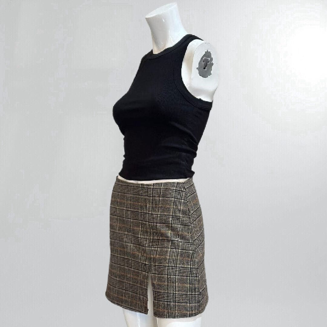 Plaid A Line Mini Skirt With Front Leg Slit Posh Society Boutique Skirts Visit poshsocietyhb