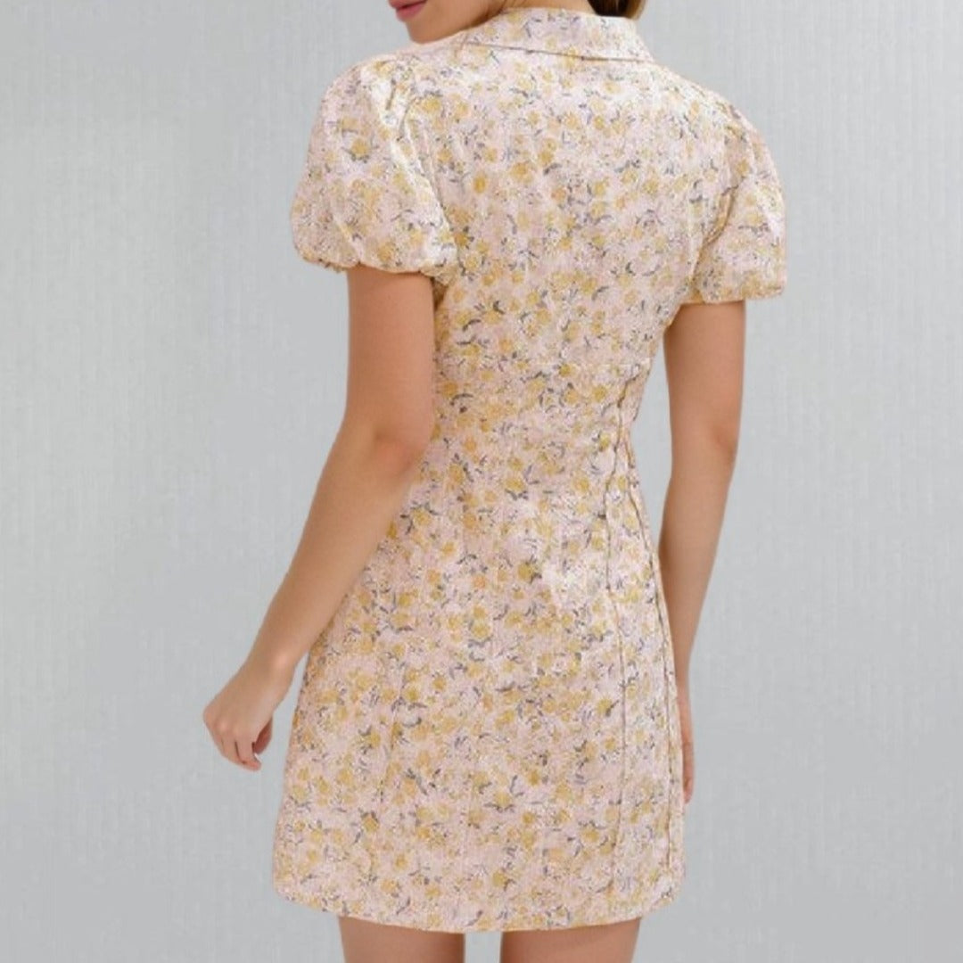 Puffy Sleeve Fitted Waist Cotton Mini Dress Posh Society Boutique Dresses Visit poshsocietyhb