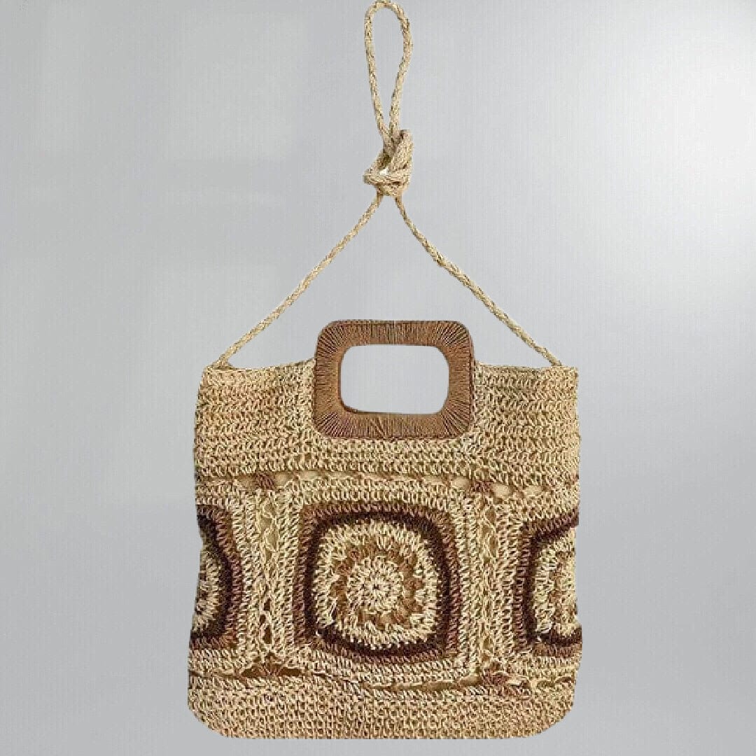 Retro Crochet Granny Squares Summer Handle Bag Tote Posh Society Boutique Accessories Visit poshsocietyhb