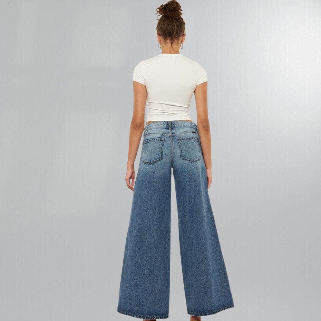 Retro Mid Rise Wide Leg Bell Bottom Jeans Posh Society Boutique Jeans Visit poshsocietyhb