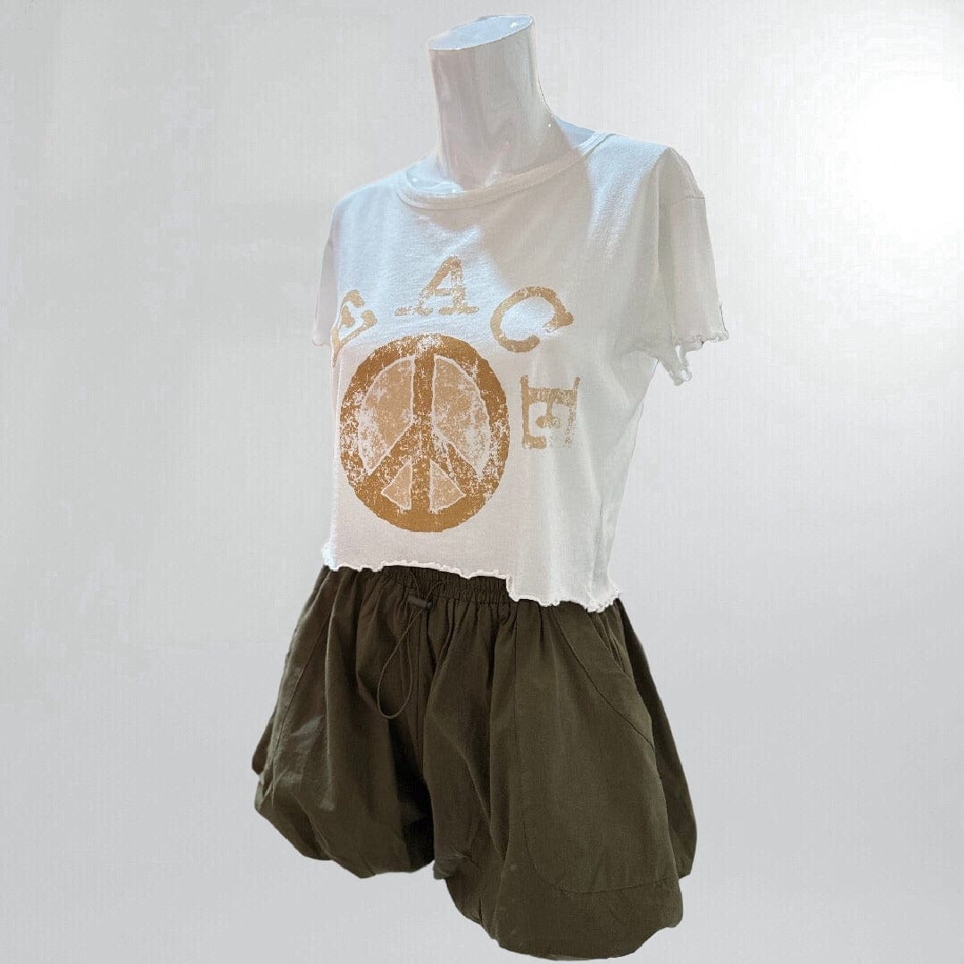 Short Sleeve Graphic Cropped Peace Baby Tee Posh Society Boutique Top Visit poshsocietyhb