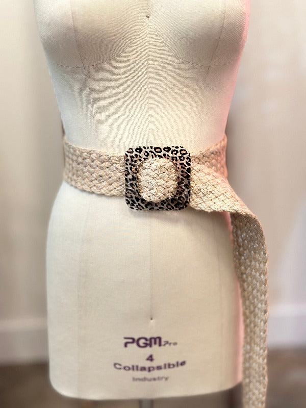 Square Leopard Natural Belt Posh Society Boutique Accessories Visit poshsocietyhb